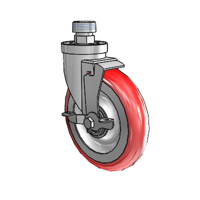 30 Series Pipe Thread Stem Zinc Swivel Caster with 6 x 1.25 Advantage Heat (Round) Wheel and VertiLoc Brake