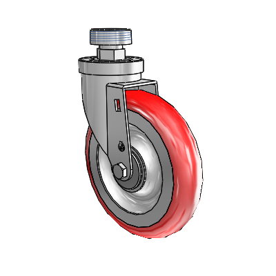 30 Series Pipe Thread Stem Zinc Swivel Caster with 6 x 1.25 Advantage Heat (Round) Wheel