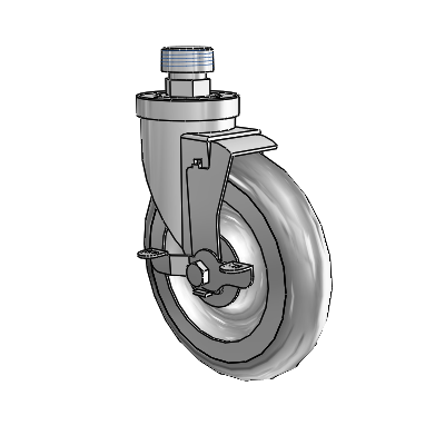 30 Series Pipe Thread Stem Zinc Swivel Caster with 6 x 1.25 PolyLock (Grey) Wheel and VertiLoc Brake