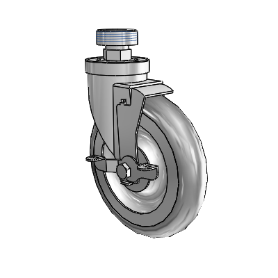 30 Series Pipe Thread Stem Zinc Swivel Caster with 6 x 1.25 PolyLock (Grey) Wheel and VertiLoc Brake
