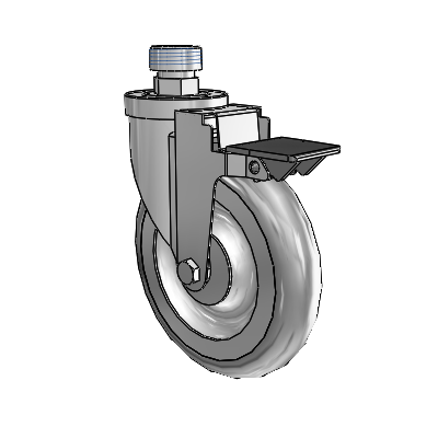30 Series Pipe Thread Stem Zinc Swivel Caster with 6 x 1.25 Advantage TPR (Round) Wheel and PosiLoc Brake