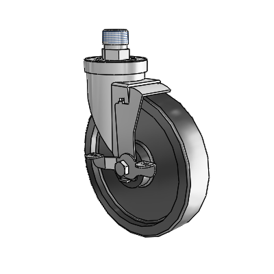 30 Series Pipe Thread Stem Zinc Swivel Caster with 6 x 1.5 Polyolefin Wheel and VertiLoc Brake