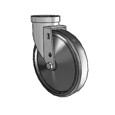 30 Series Hollow Kingpin Zinc Swivel Caster with 6 x 1.25 Cushion Rubber Wheel