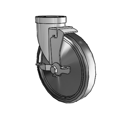 30 Series Hollow Kingpin Zinc Swivel Caster with 6 x 1.25 Cushion Rubber (Conductive) Wheel and VertiLoc Brake