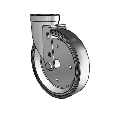 30 Series Hollow Kingpin Zinc Swivel Caster with 6 x 1.25 Welded Disc Rubber (Black) Wheel