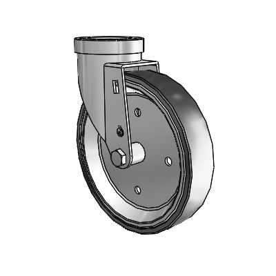 30 Series Hollow Kingpin Zinc Swivel Caster with 6 x 1.25 Welded Disc Rubber (Black) Wheel