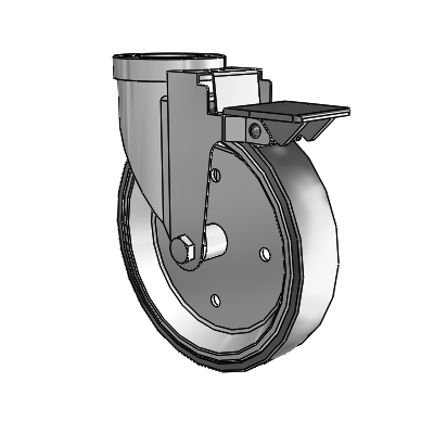 30 Series Hollow Kingpin Zinc Swivel Caster with 6 x 1.25 Welded Disc Rubber (Black) Wheel and PosiLoc Brake