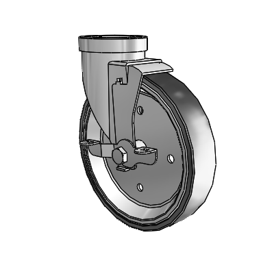 30 Series Hollow Kingpin Zinc Swivel Caster with 6 x 1.25 Welded Disc Rubber (Black) Wheel and VertiLoc Brake
