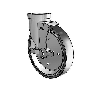 30 Series Hollow Kingpin Zinc Swivel Caster with 6 x 1.25 Welded Disc Rubber (Black) Wheel and VertiLoc Brake