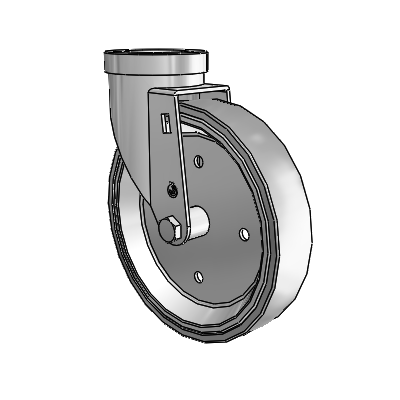 30 Series Hollow Kingpin Zinc Swivel Caster with 6 x 1.25 Welded Disc Rubber (Grey) Wheel