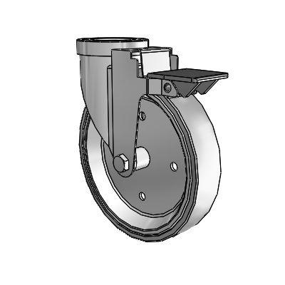 30 Series Hollow Kingpin Zinc Swivel Caster with 6 x 1.25 Welded Disc Rubber (Grey) Wheel and PosiLoc Brake