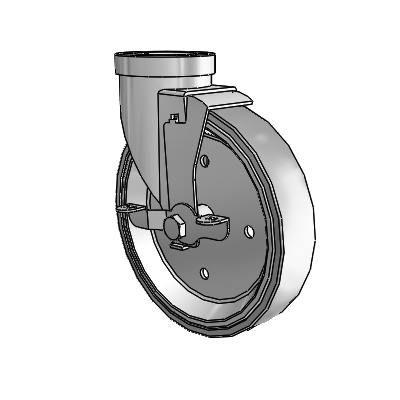 30 Series Hollow Kingpin Zinc Swivel Caster with 6 x 1.25 Welded Disc Rubber (Grey) Wheel and VertiLoc Brake