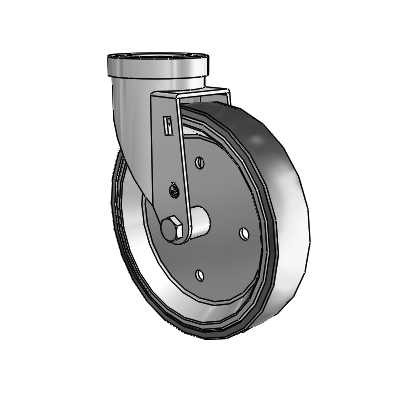 30 Series Hollow Kingpin Zinc Swivel Caster with 6 x 1.25 Welded Disc Polyurethane Wheel