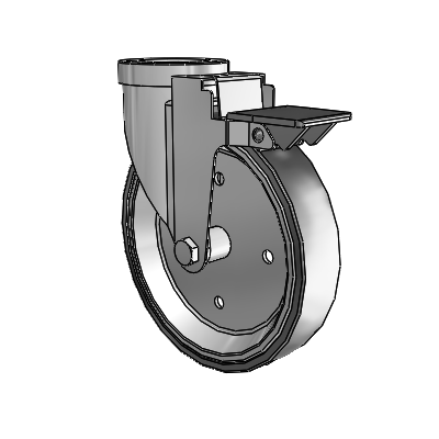 30 Series Hollow Kingpin Zinc Swivel Caster with 6 x 1.25 Welded Disc Polyurethane Wheel and PosiLoc Brake