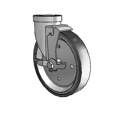 30 Series Hollow Kingpin Zinc Swivel Caster with 6 x 1.25 Welded Disc Polyurethane Wheel and VertiLoc Brake