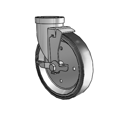 30 Series Hollow Kingpin Zinc Swivel Caster with 6 x 1.25 Welded Disc Polyurethane Wheel and VertiLoc Brake