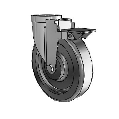 30 Series Hollow Kingpin Zinc Swivel Caster with 6 x 1.5 Phenolic Wheel and PosiLoc Brake