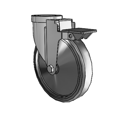 30 Series Hollow Kingpin Zinc Swivel Caster with 6 x 1.25 Hard Rubber Wheel and PosiLoc Brake