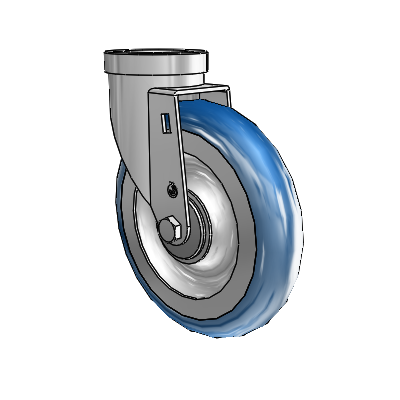 30 Series Hollow Kingpin Zinc Swivel Caster with 6 x 1.25 PolyLoc (Blue) Wheel