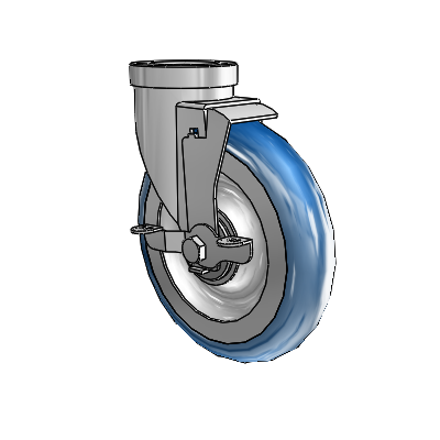 30 Series Hollow Kingpin Zinc Swivel Caster with 6 x 1.25 PolyLoc (Blue) Wheel and VertiLoc Brake