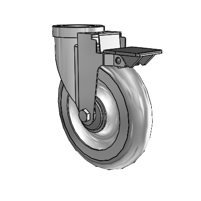 30 Series Hollow Kingpin Zinc Swivel Caster with 6 x 1.25 PolyLock (Grey) Wheel and PosiLoc Brake