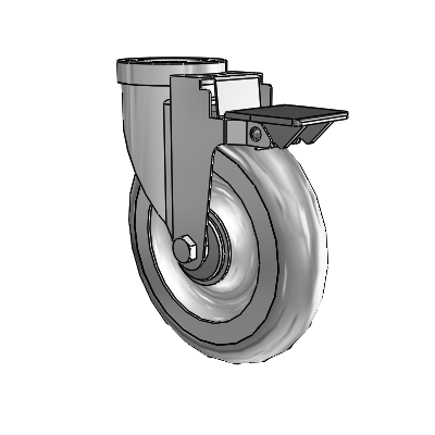 30 Series Hollow Kingpin Zinc Swivel Caster with 6 x 1.25 PolyLock (Grey) Wheel and PosiLoc Brake