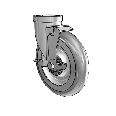 30 Series Hollow Kingpin Zinc Swivel Caster with 6 x 1.25 PolyLock (Grey) Wheel and VertiLoc Brake