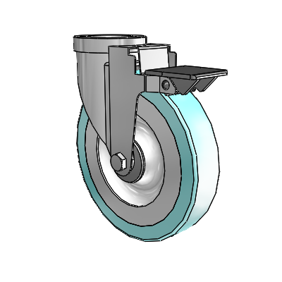 30 Series Hollow Kingpin Zinc Swivel Caster with 6 x 1.25 Advantage Health Wheel and PosiLoc Brake