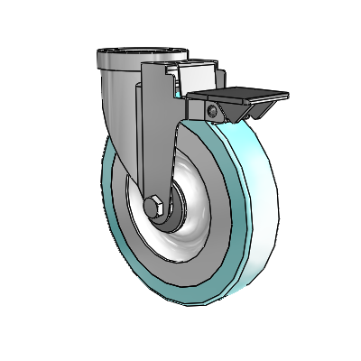 30 Series Hollow Kingpin Zinc Swivel Caster with 6 x 1.25 Advantage Health Wheel and PosiLoc Brake