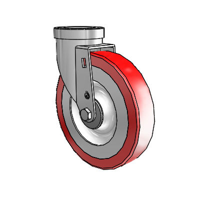 30 Series Hollow Kingpin Zinc Swivel Caster with 6 x 1.25 Advantage Heat (Flat) Wheel