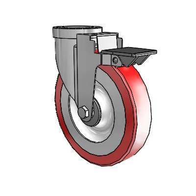30 Series Hollow Kingpin Zinc Swivel Caster with 6 x 1.25 Advantage Heat (Flat) Wheel and PosiLoc Brake