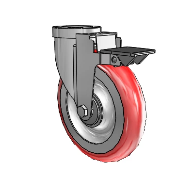 30 Series Hollow Kingpin Zinc Swivel Caster with 6 x 1.25 Advantage Heat (Round) Wheel and PosiLoc Brake