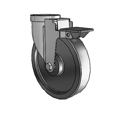 30 Series Hollow Kingpin Zinc Swivel Caster with 6 x 1.5 Polyolefin Wheel and PosiLoc Brake