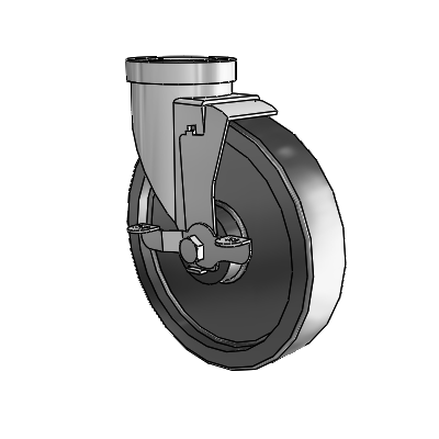 30 Series Hollow Kingpin Zinc Swivel Caster with 6 x 1.5 Polyolefin Wheel and VertiLoc Brake