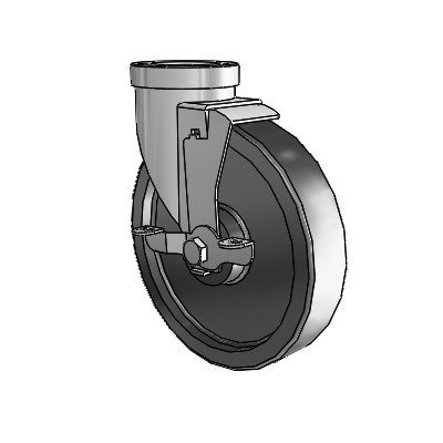 30 Series Hollow Kingpin Zinc Swivel Caster with 6 x 1.5 Polyolefin Wheel and VertiLoc Brake
