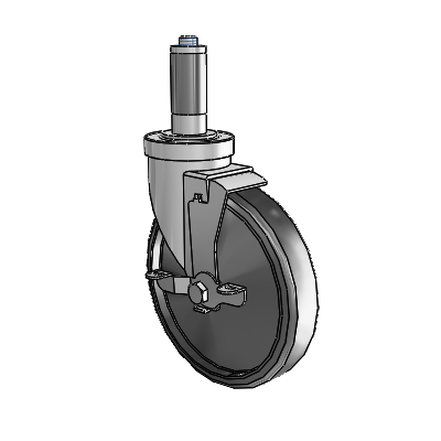 30 Series Expanding Adapter Zinc Swivel Caster with 6 x 1.25 Cushion Rubber Wheel and VertiLoc Brake