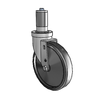 30 Series Expanding Adapter Zinc Swivel Caster with 6 x 1.25 Cushion Rubber Wheel