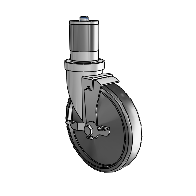 30 Series Expanding Adapter Zinc Swivel Caster with 6 x 1.25 Cushion Rubber Wheel and VertiLoc Brake