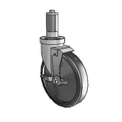 30 Series Expanding Adapter Zinc Swivel Caster with 6 x 1.25 Cushion Rubber (Conductive) Wheel and VertiLoc Brake