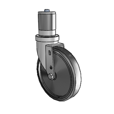 30 Series Expanding Adapter Zinc Swivel Caster with 6 x 1.25 Cushion Rubber (Conductive) Wheel