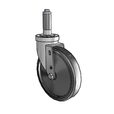 30 Series Expanding Adapter Zinc Swivel Caster with 6 x 1.25 Hard Rubber Wheel