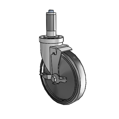 30 Series Expanding Adapter Zinc Swivel Caster with 6 x 1.25 Hard Rubber Wheel and VertiLoc Brake