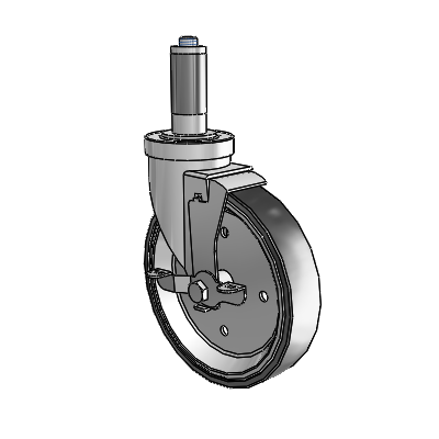 30 Series Expanding Adapter Zinc Swivel Caster with 6 x 1.25 Welded Disc Rubber (Black) Wheel and VertiLoc Brake