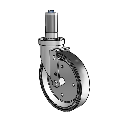30 Series Expanding Adapter Zinc Swivel Caster with 6 x 1.25 Welded Disc Rubber (Black) Wheel