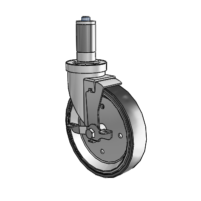 30 Series Expanding Adapter Zinc Swivel Caster with 6 x 1.25 Welded Disc Rubber (Black) Wheel and VertiLoc Brake