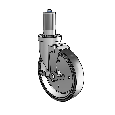 30 Series Expanding Adapter Zinc Swivel Caster with 6 x 1.25 Welded Disc Rubber (Black) Wheel and VertiLoc Brake
