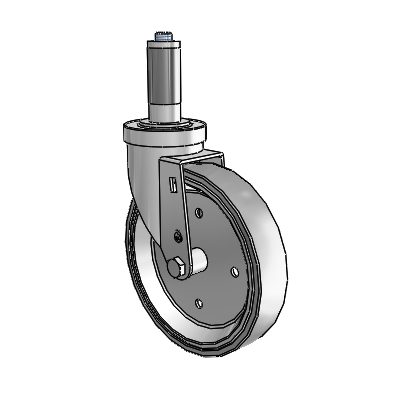 30 Series Expanding Adapter Zinc Swivel Caster with 6 x 1.25 Welded Disc Rubber (Grey) Wheel