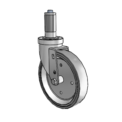 30 Series Expanding Adapter Zinc Swivel Caster with 6 x 1.25 Welded Disc Rubber (Grey) Wheel