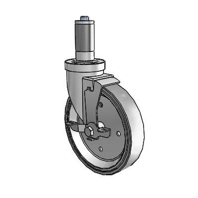 30 Series Expanding Adapter Zinc Swivel Caster with 6 x 1.25 Welded Disc Rubber (Grey) Wheel and VertiLoc Brake