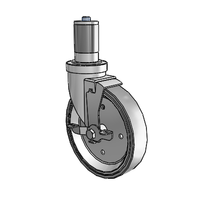 30 Series Expanding Adapter Zinc Swivel Caster with 6 x 1.25 Welded Disc Rubber (Grey) Wheel and VertiLoc Brake